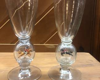 Hand blown Bimini Hunt scene glasses