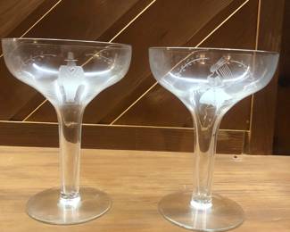 Vintage bride and groom champagne glasses