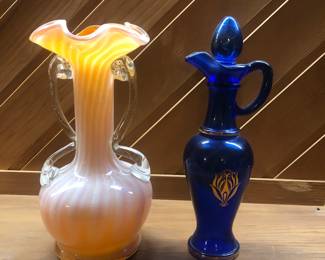 Cobalt glass Avon; Blown glass bud vase