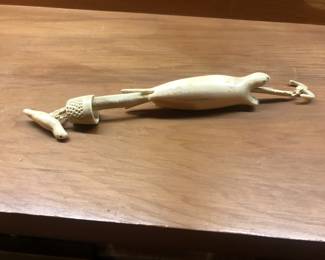 Antique carved Inuit Seal needle case