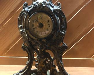 Art Nuevo cast iron mantel clock