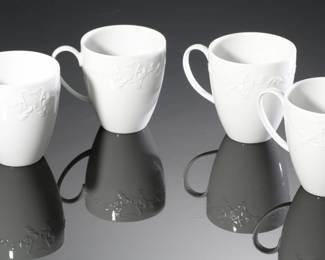 Lot of 4 Anna Weatherley Designs Simply Coffee Mugs White Mug
