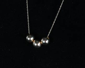 14k Gold Triple Ball 3 Bead Necklace 24in 
