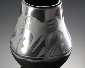 San Ildefonso Avanyu Serpent Vase Native American Pottery 
