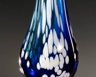 Signed Studio Art Glass Bud Vase MCM Long Neck 
