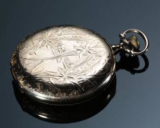 1919 Waltham 225 Model 1894 Pocket Watch Pink Dial Double Hunter Case
