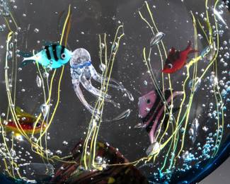 *Signed* Vintage Elio Raffaeli Murano Art Glass Fish Tank Aquarium LARGE

