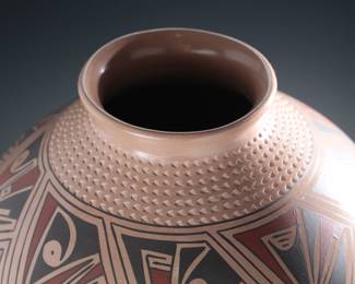  Armando Silveira Mata Ortiz Corrugated Polychrome Pot Native American Pottery
