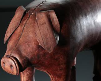 Dimitri Omersa for Abercrombie & Fitch Leather Pig Ottoman Footstool 
