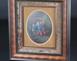 *Original* Art Ted Blaylock "Little Miss Red Shoes" Painting&nbsp;Native American Doll & Pottery 
