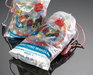 Lot of 2 Vintage Gladding-Vitro Marbles in Original Bags
