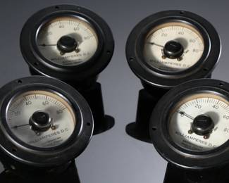 Lot of 4 Vintage Western Electric Milliamperes DC Meter Meters MR35W080DCMA D-170198
