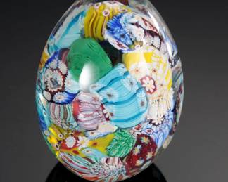 Murano Art Glass Millefiori Egg Paperweight 
