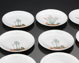 Lot of  12 Vintage Blakely Oil & Gas Fine China Arizona Cactus Plates  6.4in
