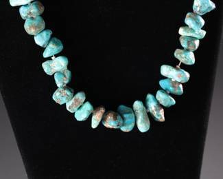 Vintage Chunky Natural Turquoise and Heishi Necklace Native American Jewelry 
