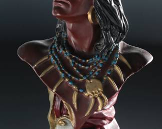 AS-iS Vintage Hiawatha Tobacco Chalkware Bust Cigar Store Indian Advertising 
