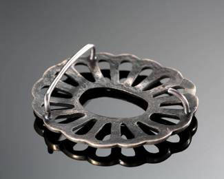 Vintage Navajo Sand Cast Silver Belt Buckle Native American 
