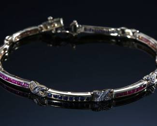 10k Gold Ruby & Saphire Pannel Bracket
