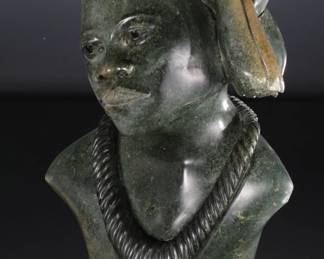 *Original* African Bust Sculpture Carved Stone Shona Sculpture  S. Nyakusengwa
