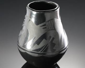 San Ildefonso Avanyu Serpent Vase Native American Pottery 
