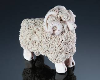 Studio Pottery Ram/Sheep Figure Clay
