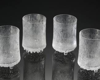 #1 Lot of 4 iittala Ultima Thule Footed Highball Glasses 
