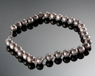 Vintage Mexican Sterling Silver Beaded Necklace 
