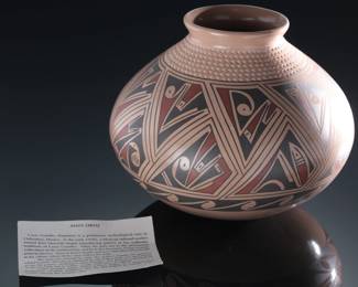  Armando Silveira Mata Ortiz Corrugated Polychrome Pot Native American Pottery
