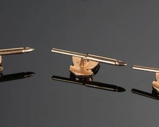 3-pc 14k Gold Phoenix Bird Shirt Studs Trio
