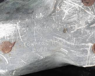 Edward E. Hofseth Inuit Eskimo Carved Owl Bird Soapstone Sculpture Signed 
