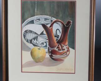 *Original* Watercolor Painting Secundino Sandoval Native American Pottery Art  
