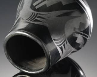 San Ildefonso Avanyu Serpent Vase Native American Pottery 
