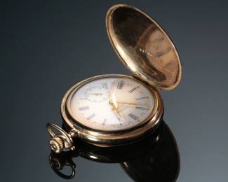 1919 Waltham 225 Model 1894 Pocket Watch Pink Dial Double Hunter Case
