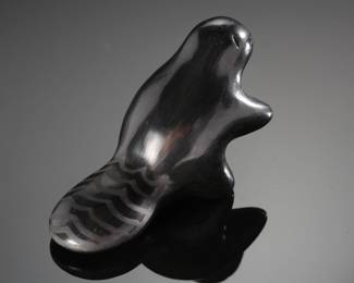 AS-IS Santa Clara Pueblo Beaver Figure Native American Beaver Blackware 
