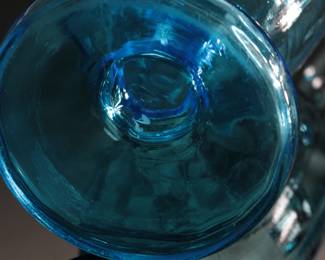 Antique Victorian Blue Mary Gregory Glass Vase Hand Painted 
