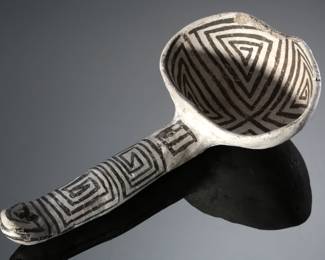 Prehistoric Anasazi Black-On-White Chaco Red Mesa Ladle Native American Pottery 
