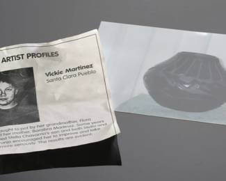 Vickie Martinez&nbsp;Santa Clara Avanyu Serpent Pot Native American Pottery Carved Blackware 
