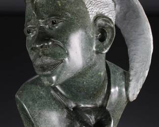 *Original* African Bust Sculpture Carved Stone Shona Sculpture #2  S. Nyakusengwa