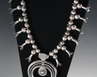 Vintage Navajo Silver Squash Blossom Necklace&nbsp;
