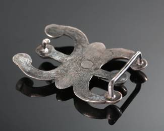 Vintage Navajo Sand Cast Silver Belt Buckle Native American 
