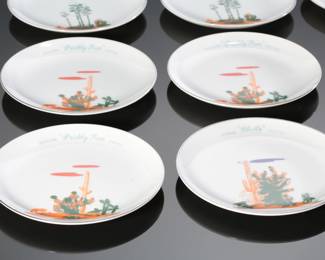 Lot of  12 Vintage Blakely Oil & Gas Fine China Arizona Cactus Plates  6.4in
