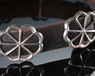 Vintage Navajo Silver Sand Cast Sunflower/Rosette Concho Belt
