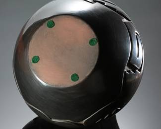 Vickie Martinez&nbsp;Santa Clara Avanyu Serpent Pot Native American Pottery Carved Blackware 
