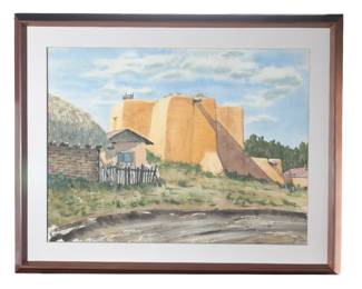 *Original*  Watercolor W.O. Nobles Adobe Building Art Painting&nbsp;
