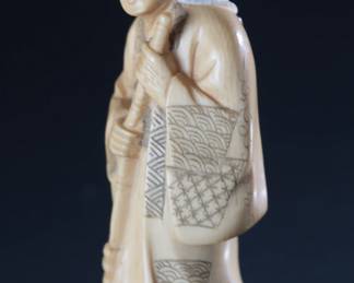 Antique Japanese Takasago Figures Kita Shoji KK Elephant Tusk Ivory
