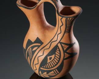 Reyes Madalena Jemez Pueblo Mini Wedding Vase Native American Pottery
