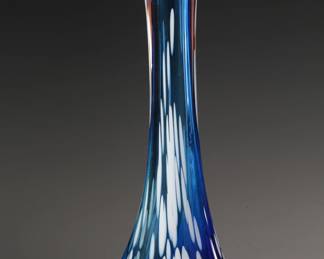 Signed Studio Art Glass Bud Vase MCM Long Neck 
