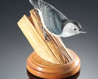 Artist Made Carved Wood Bird Sculpture Mike & Nancy Scherer
