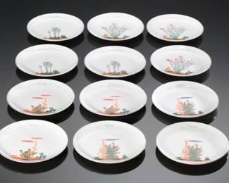 Lot of  12 Vintage Blakely Oil & Gas Fine China Arizona Cactus Plates  6.4in
