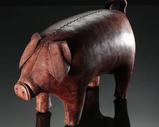 Dimitri Omersa for Abercrombie & Fitch Leather Pig Ottoman Footstool 
